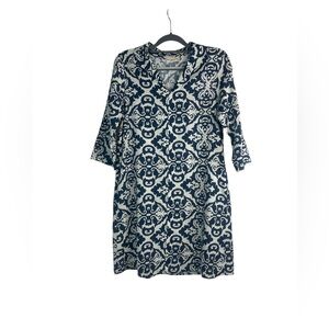 Terzo Millennio Made in Italy Linen Cotton Dress Blue White Print Tunic‎ Medium